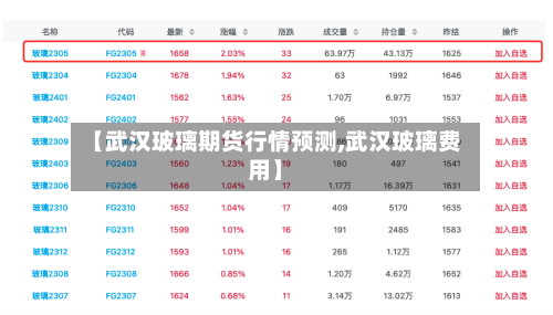 【武汉玻璃期货行情预测,武汉玻璃费用】